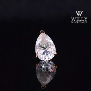 Dainty 1/ 1.5/ 2.25 Carat Pear Cut Moissanite Wedding Pendant, Simple Solitaire Three Prong Set Tear Drop Pendant, Christmas Gift For Mother
