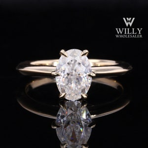 6 Claw Prong Knife Edge Band Designer Engagement Ring, Solitaire Basket Set Anniversary Ring, 1/ 2/ 3 Carat Oval Cut Moissanite Wedding Ring