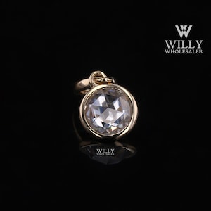 Sparky 1.75/ 2.50/ 3.25 Carat Double Side Rose Cut Moissanite Charm Pendant, Full Bezel Set Solitaire Designer Wedding Pendant For Best Gift
