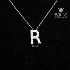 Customized Pendant, A-Z Alphabet Moissanite Initial Necklace, Name Letter Pendant With Cable Chain, Personalized Pendant For Surprise Gift