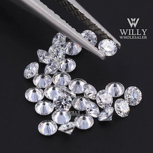 Fiery Moissanite en vrac rond brillant 0,22 carat D-E blanc VVS1 pour la fabrication de bagues, joncs, boucles d&#39;oreilles, pendentifs, bijoux