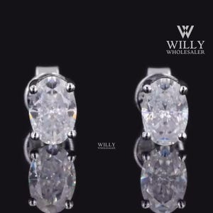 Elegant 1/ 2/ 3 TCW Oval Cut Moissanite Solitaire Stud Earring For Bridesmaid, Four Prong Basket Set Earrings, 1st Anniversary Gift For Wife