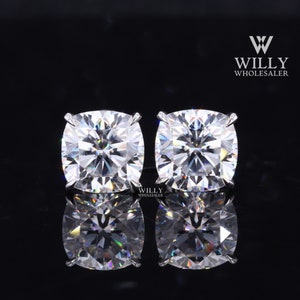 Amazing 2/ 3/ 5 TCW Cushion Cut Moissanite Earrings, Screw Back Style 4 Claw Prong Solitaire Stud Earrings, Wedding Anniversary Gift For Her