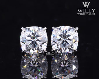 Amazing 2/ 3/ 5 TCW Cushion Cut Moissanite Earrings, Screw Back Style 4 Claw Prong Solitaire Stud Earrings, Wedding Anniversary Gift For Her