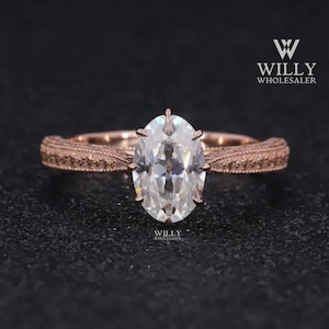 8 Claw Prong Set Engagement Ring, Cathedral Set Designer Wedding Ring For Her, Fiery 1/ 2/ 3 Carat Old Mine Oval Moissanite Anniversary Ring