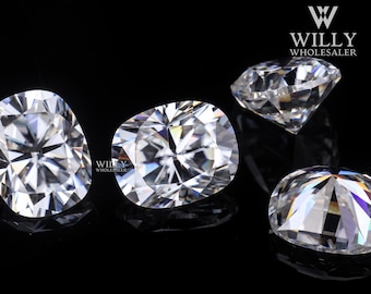 Luxurious 7x5.5 To 14x11 MM Elongated Cushion Cut Loose Moissanite For Solitaire Engagement Ring: D White VVS1-2, Women's Day Gift Ring