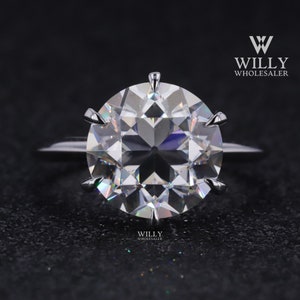6 Claw Prong Solitaire Basket Set Wedding Ring, Anniversary Ring, Colorless 3/ 4/ 6 Carat Old European Round Cut Moissanite Engagement Ring