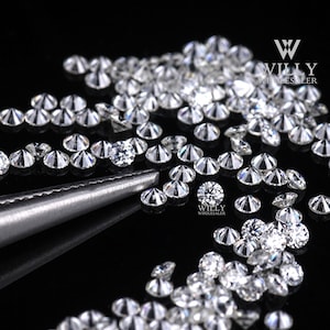 1 Karat Lot von 2 MM 0,030 KT D-E Farblos Weiß VVS1 Runde Brilliant Diamantschliff Lose Moissanit zur Herstellung von Ringen, Bands, Anhänger, Schmuck