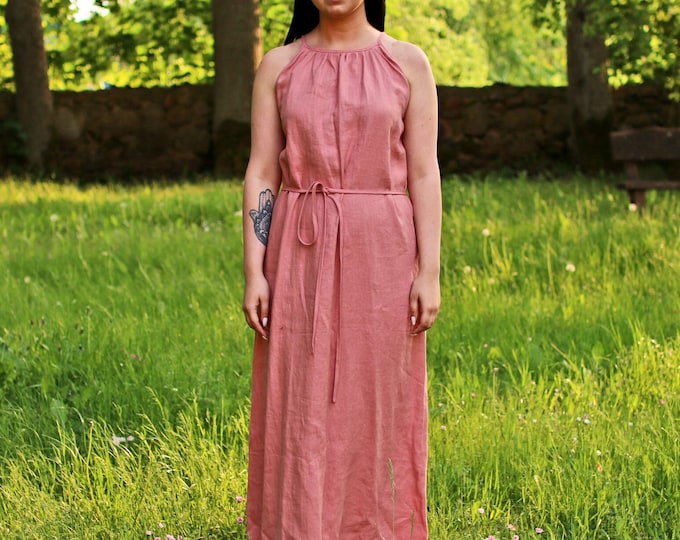 V NECK LACE UP DETAIL LONG DRESS ADORNED IN ANTIQUITY