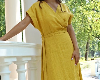 SALE TOSCANA Linen Wrap Woman Dress