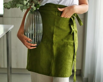 Linen Apron , Stonewashed Linen Apron, Kitchen Apron, Half Apron, Cooking Apron, Man Woman Apron, Balticbloom