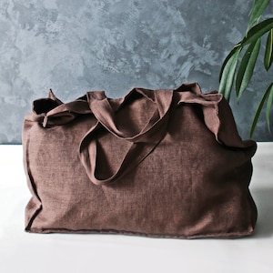 Sac fourre-tout en lin double épaisseur. Sac en lin naturel. Sac shopping naturel. Sac à bandoulière en lin. Sac à provisions zéro déchet. Sac de plage. Sac