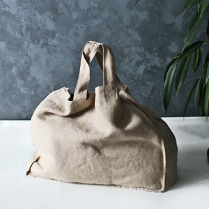 Doppellagige Leinentasche. Natürliche Leinen Tasche. Natürliche Einkaufstasche. Umhängetasche aus Leinen. Zero Waste Einkaufstasche. Strandtasche. Tasche