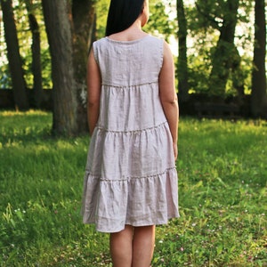 Linen Dress, Ruffle Linen Dress, Bohemina Dress, Casual Dres, Materinity Dress, Knee Lenght Linen Dress, DAMAARA