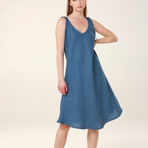 CHLOE Linen Bias Cut Womans Dress Washed Linen Summer Dress Knee Lenght Europe Made Feminine