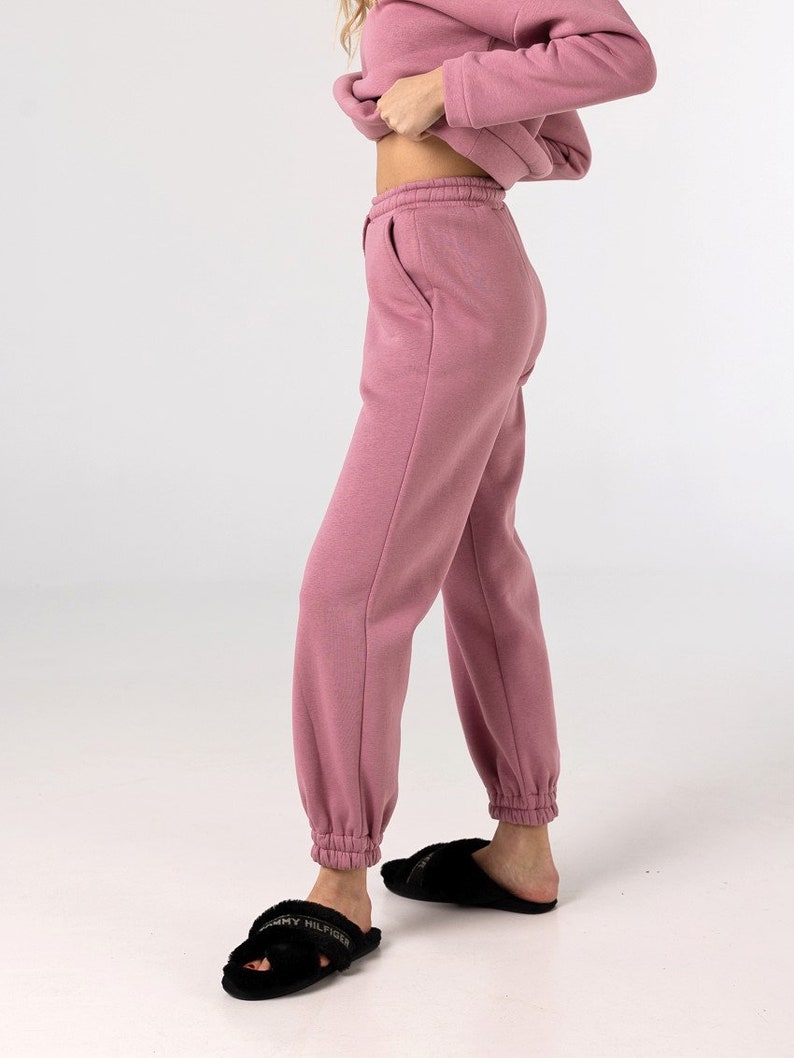 LEYA PANTALON Femme Coton Bio Pantalon Maison Pantalon D'extérieur Pantalon De Randonnée Pantalon De Salon Pantalon De Voyage Pantalon Chaud Polaire À L'intérieur image 8