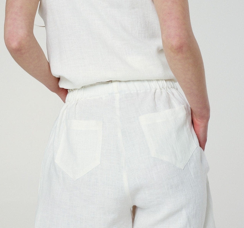 HANNA Linen Woman Shorts Long Comfortable Summer Feminine Elegant Elastic Waist Bermuda Lenght image 8