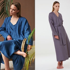 Linen Woman Robe, Bathrobe, SPA Robe, Elegant Robe, Washed Linen Robe, Nighgown, Gift for Her, Gift for Mother, Long Robe, LUNA