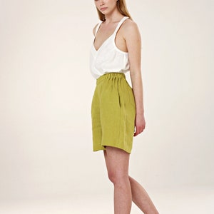 HANNA Linen Woman Shorts Long Comfortable Summer Feminine Elegant Elastic Waist Bermuda Lenght image 9