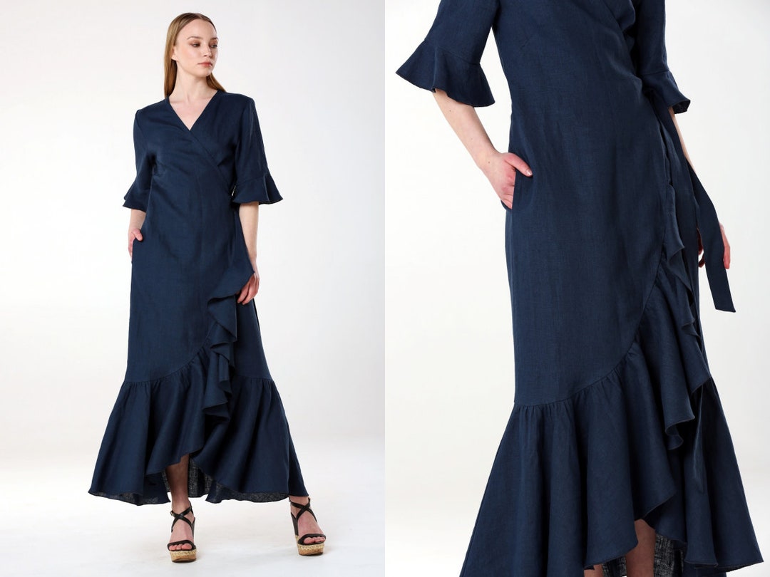 Yara | Elegant Linen V-Neck Maxi Dress