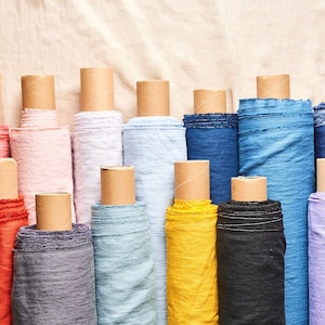 Linen fabric by yard or meter. 100% soft washed for sewing. Cut-to-length linen fabric. Various colors. Medium weight. BalticBloom