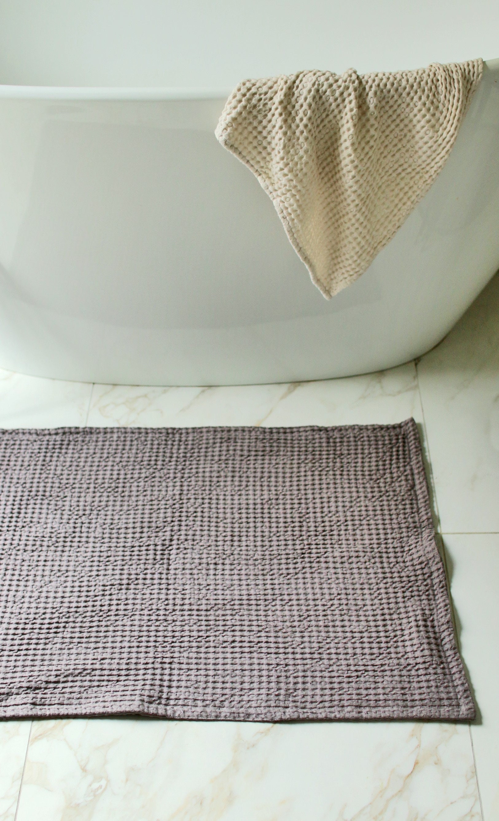 Linen Waffle Bath Mat Natural Linen Bath Mat Linen Mat Soft Etsy