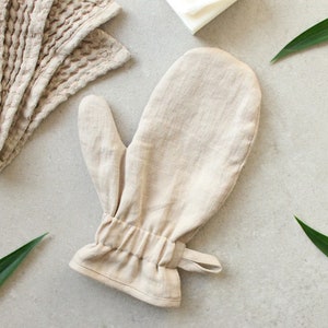 Linen Washing Glove Spa Exfoliating Scrubbing Natural Washcloth