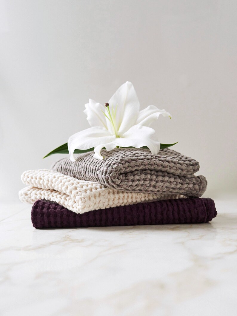 Waffle Bath Towel Natural Linen Cotton Blend Sauna Softened Etsy