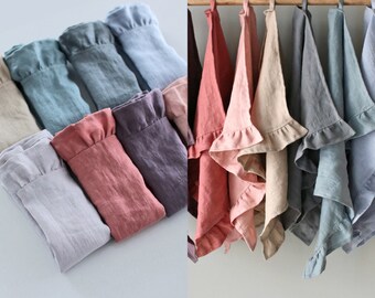 Linen ruffle tea towel, Natural linen dishclothes, Linen kitchen towel, Soft linen towel, Linen kitchen gift towel, Eco Towel. Balticbloom