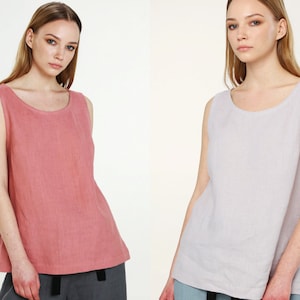 Linen Tank Top, CAIRO, Sleeveless Top, Minimalist Top, Casual Top, Round Neck Top, Natural Linen Top