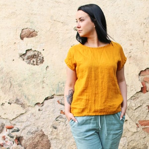 Linen Simple Top, MEIRA, Linen Elegant Top, Casual Linen Top, Classic Top, High Neck Top