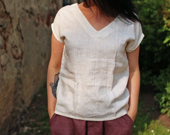 Linen Top CERES, Linen Simple Woman Top, Washed Linen Top, Booho Top, Casual Top