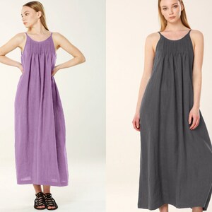 Linen Beach Dress, Linen Dress, Maxi Dress,Pleated Dress, Vacation Dress, Mom Dress, Natural Linen Dress, AMALFI