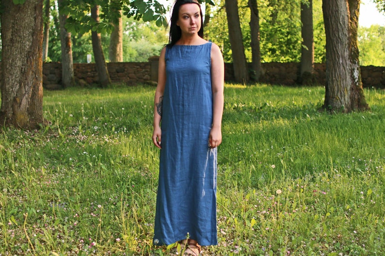 MEDORA Linen Long Dress With Belt image 1