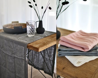 Linen table runner. Natural table decor. Wedding table runner. Washed linen table runner. Stonewashed linen wedding runner.