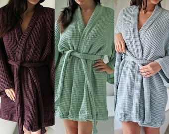 Waffle Linen Robe, Kimono Robe, Linen Spa Robe, Sauna Robe, Bath Robe, Home Wear, Balticbloom