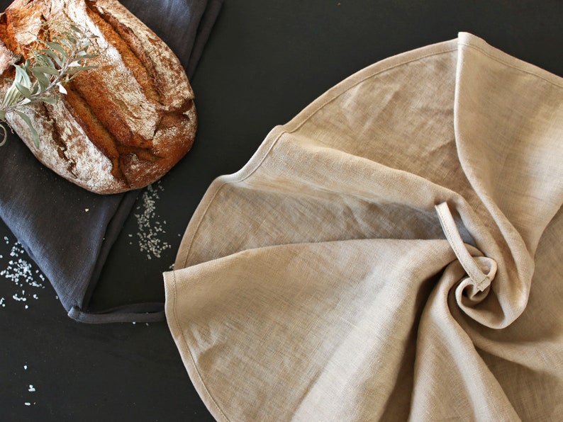 Linen Round tea towel, Natural linen dishclothes, Linen kitchen towel, Soft linen towel, Linen kitchen gift towel, Eco Tea towel. image 7