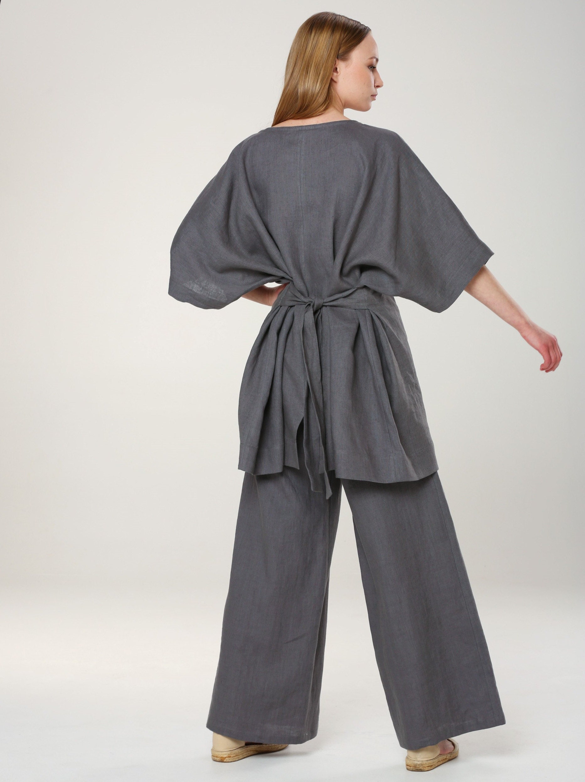 DALIA Linen Woman Top Oversized Loose Kimono Type Sleeves - Etsy