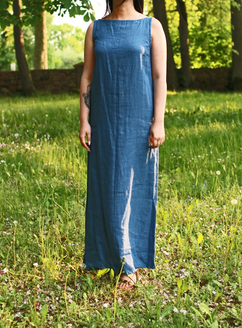 MEDORA Linen Long Dress With Belt image 6