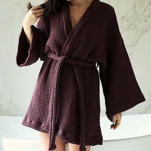 Waffle Linen Robe, Kimono Robe, Linen Spa Robe, Sauna Robe, Bath Robe, Home Wear, Balticbloom
