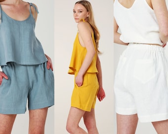 Linen Shorts HEIDI, Summer Natural Shorts, Elegant Short, Vacation Shorts