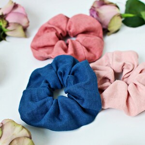 Scrunchie de cheveux en lin, Headband and Scrunchie Set, Fait à la main, Tissu Hair Scrunchie, Accessoire de cheveux, Cravate pour cheveux, Cadeau pour elle, Bandeaux image 9