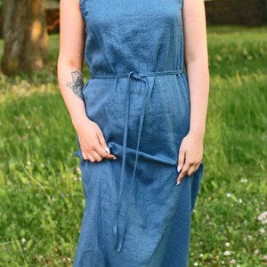 MEDORA Linen Long Dress With Belt image 3