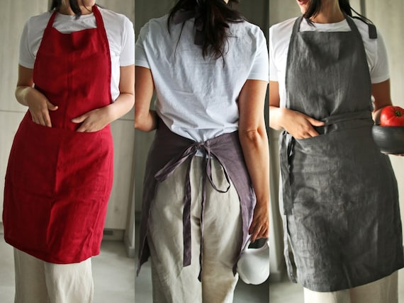 Linen Apron , Stonewashed Linen Apron, Kitchen Apron, Cooking