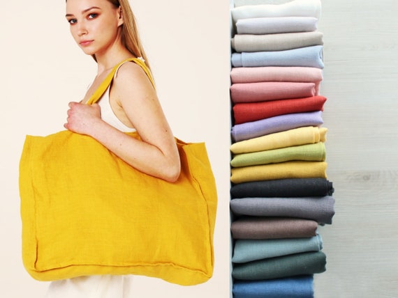Doppellagige Leinentasche. Natürliche Leinen Tasche. Natürliche Einkaufstasche. Umhängetasche aus Leinen. Zero Waste Einkaufstasche. Strandtasche. Tasche