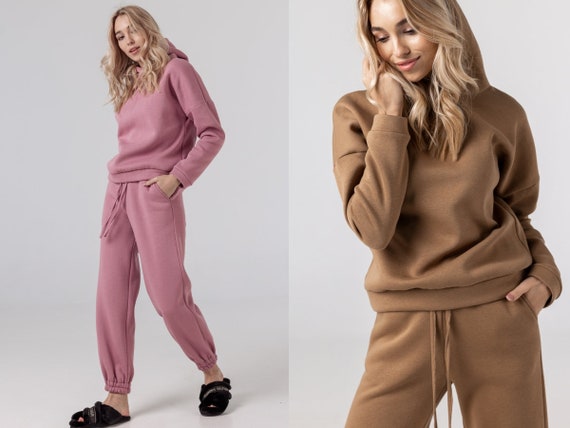 Winter Plush Warm Tracksuits Women 2 Piece Running Sets Thickened  Double-sided Fleece V-neck Hoodies Casual Pants Suit Outfits
