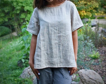 MADISON Linen Woman Top Summer Beach Top Blouse Hope Top Minimalist