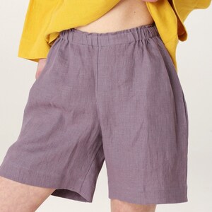 HANNA Linen Woman Shorts Long Comfortable Summer Feminine Elegant Elastic Waist Bermuda Lenght image 5