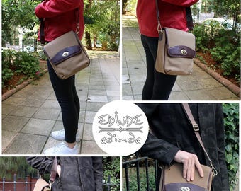 Canvas & Leather Crossbody Bag: Unisex Messenger with Twist Lock