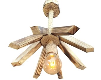 Single/Chandelier Lighting/Wooden/Four Bulbs/Dining Light/Farmhouse/Rustic Ceiling/Kitchen/Flush/Fixture Rope